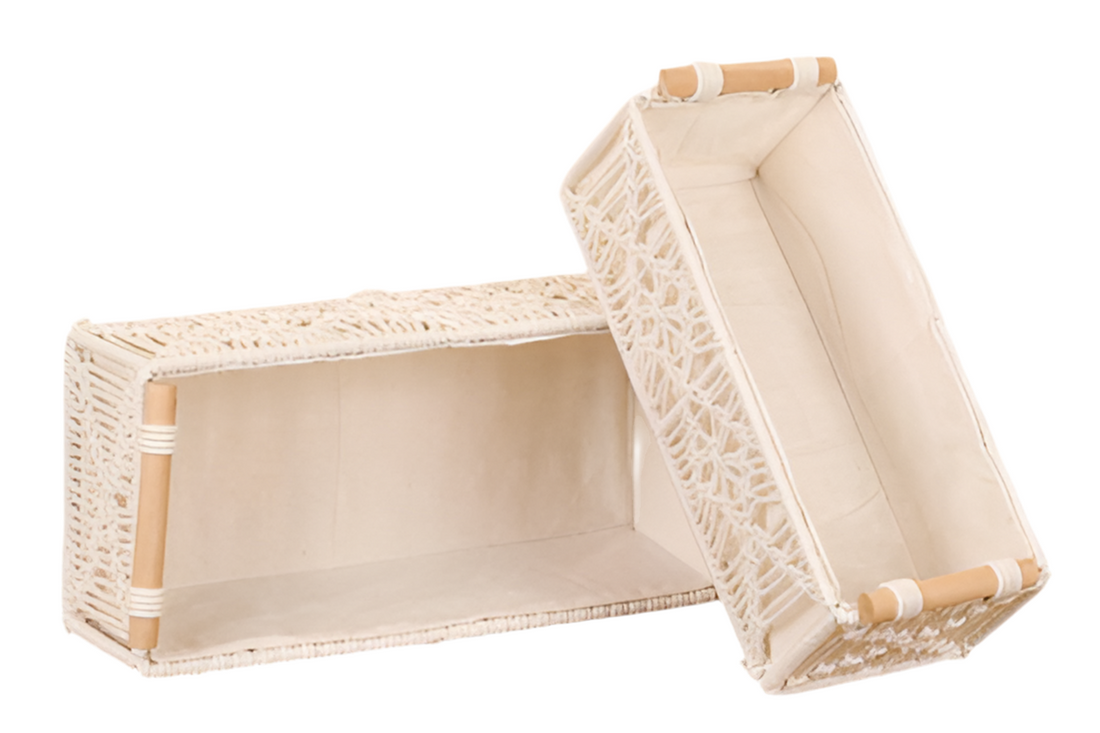 Japandi opbergmand rechthoek (30 × 14 × 9 cm) – minimalistische organizer, naturel