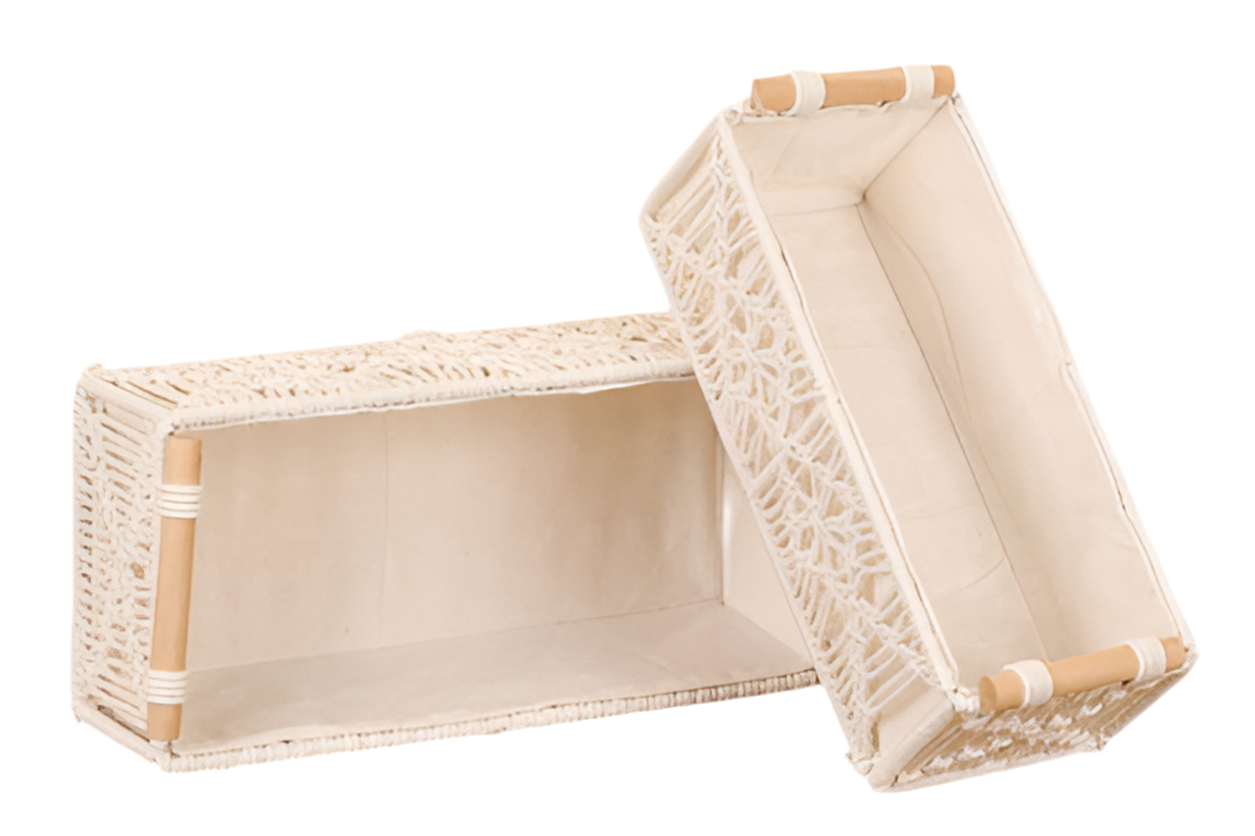 Japandi opbergmand rechthoek (30 × 14 × 9 cm) – minimalistische organizer, naturel