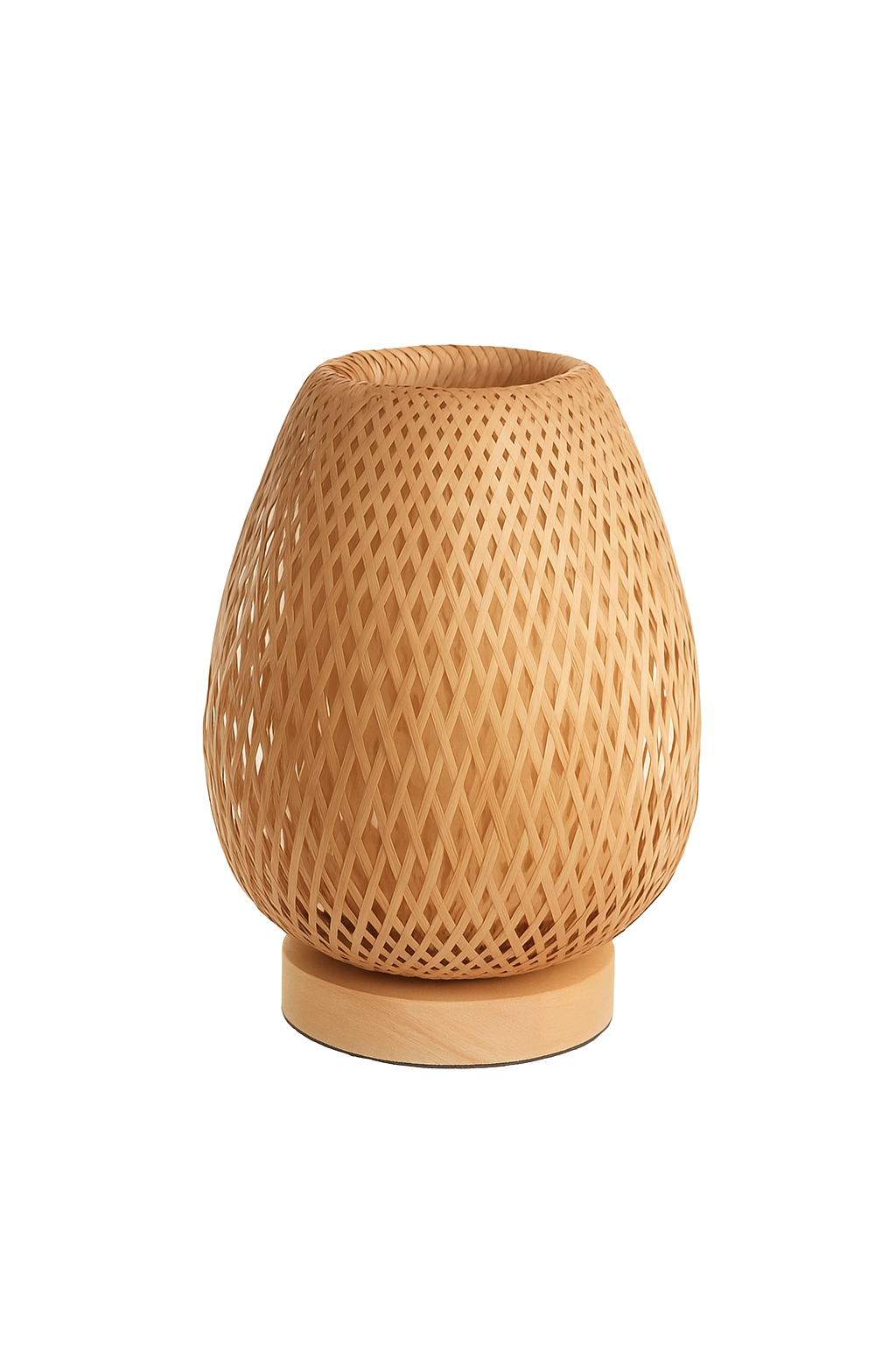 Handgeweven Bamboe Tafellamp voor Japandi en Boho interieur