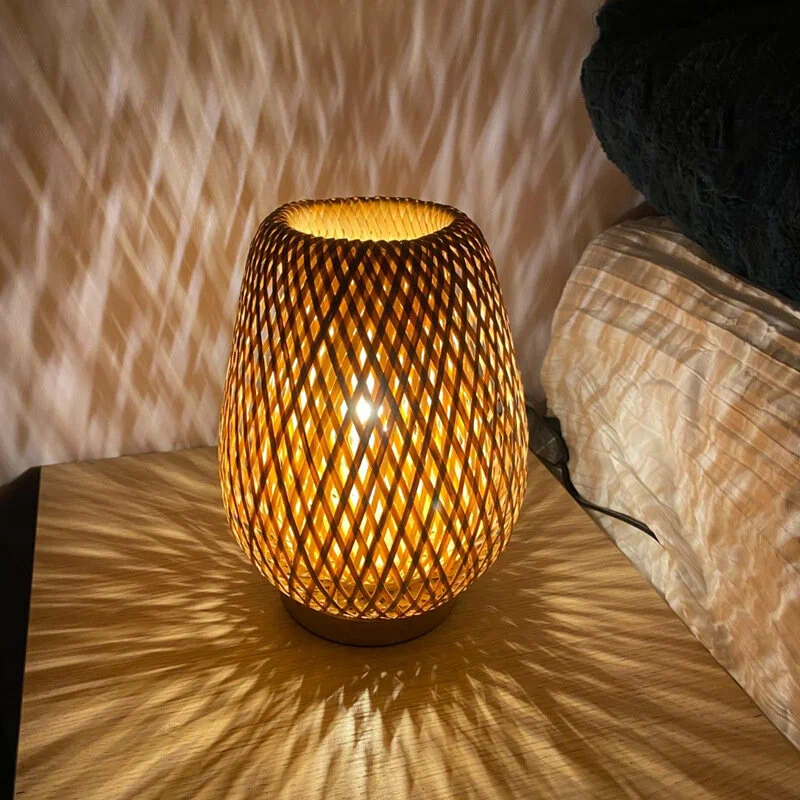 Minimalistische Bamboelamp voor op nachtkastje of bureau