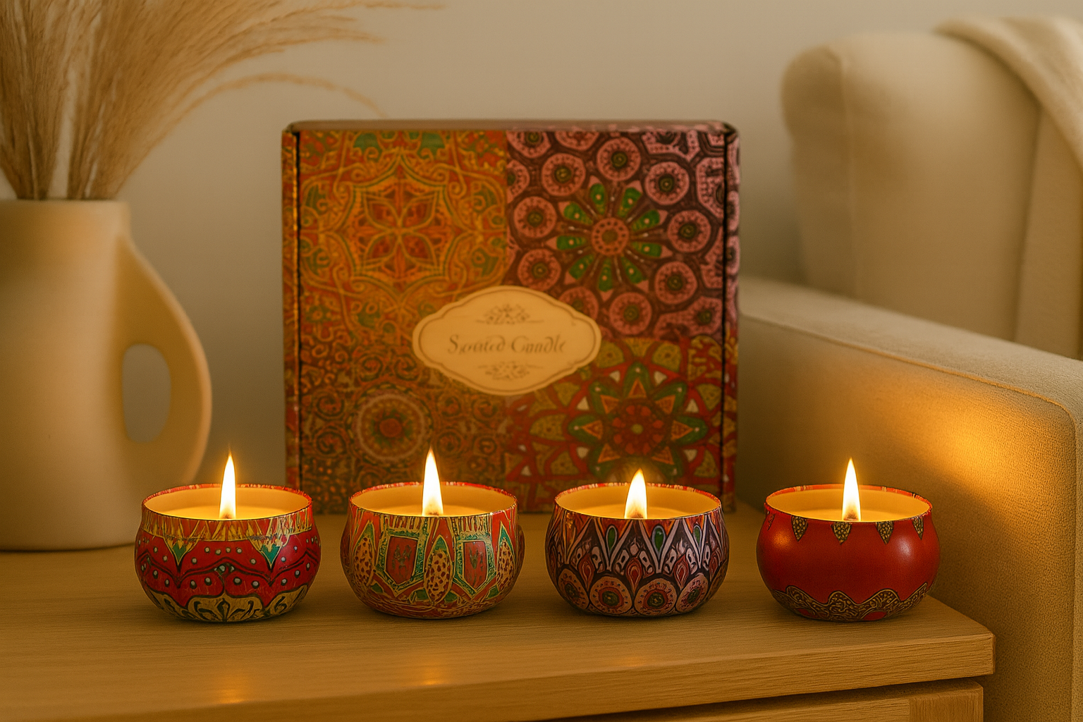 Boho Kaarsenset - 4 stuks