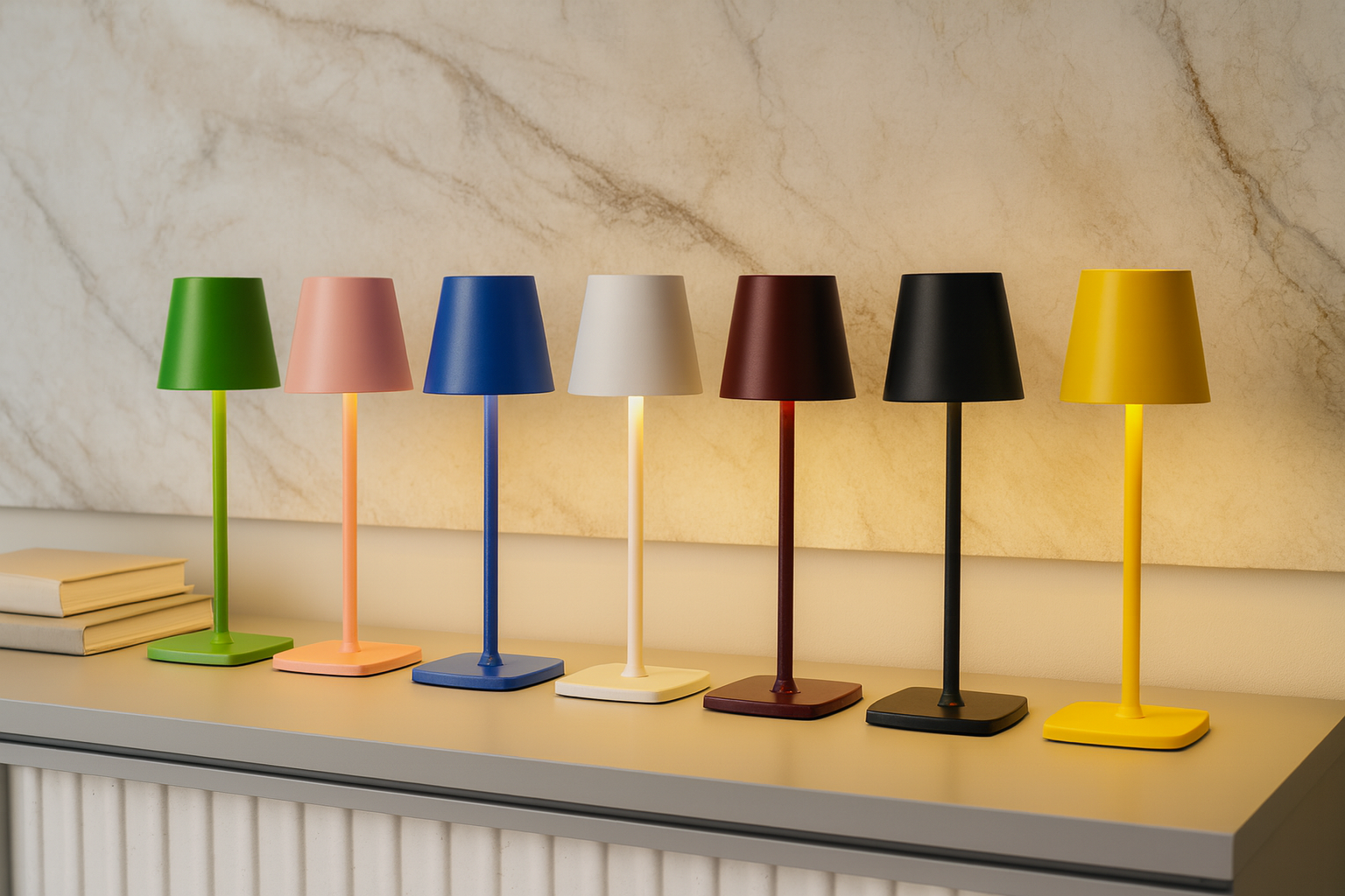 Livideco retro tafellamp – 28 × 10 cm, USB-C, 7 kleuren