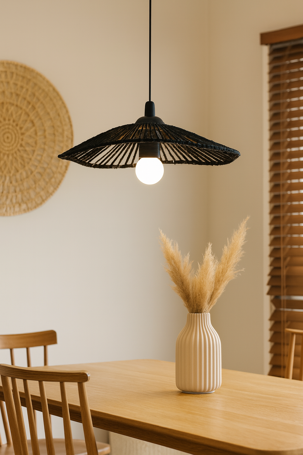 Rotan lampenkap Ø30 × 5 cm – naturel boho