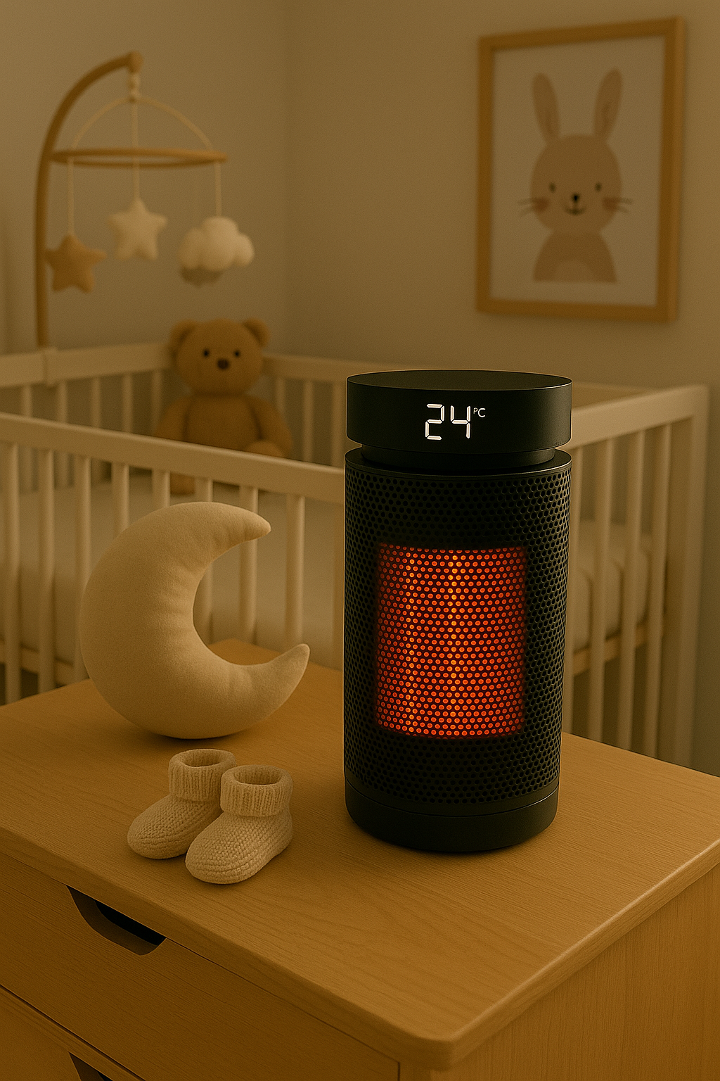 Smart heater 2000W – compacte elektrische kachel 27,3 × 14 cm met afstandsbediening