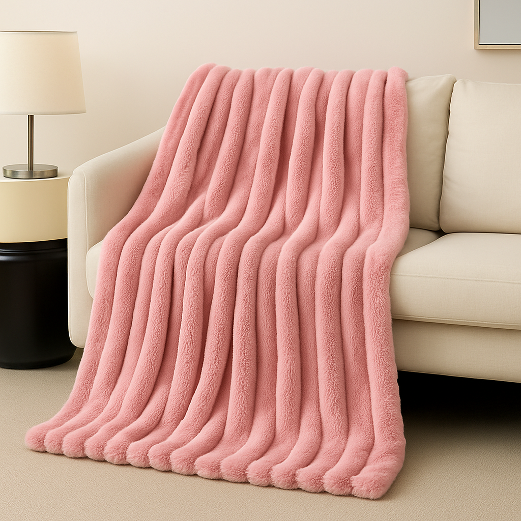 Zachte plaid met ribpatroon – 4 kleuren