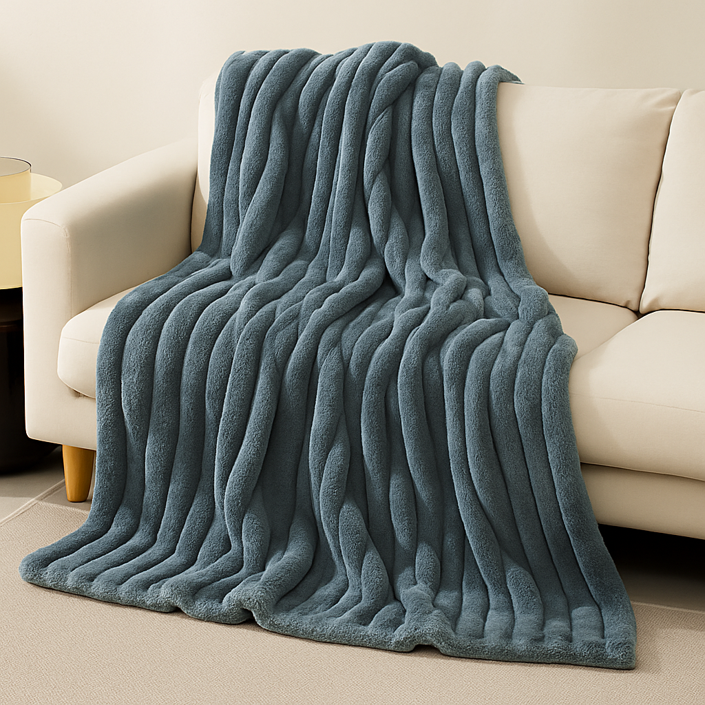 Zachte plaid met ribpatroon – 4 kleuren