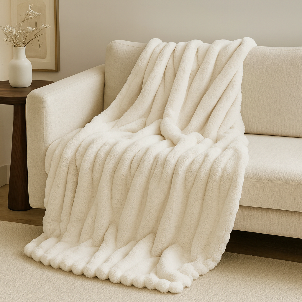 Zachte plaid met ribpatroon – 4 kleuren