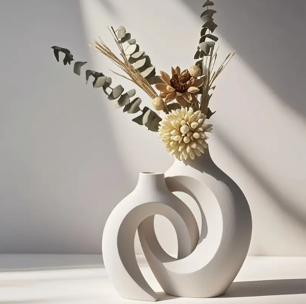 Onbreekbare resin vaas met dubbele cilindervorm voor interieurdecoratie