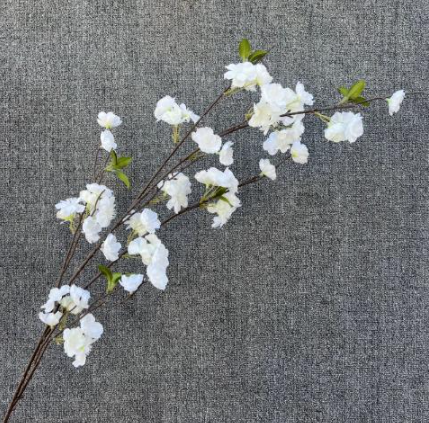 Livideco Zijden Bloesem kunsttak in wit of roze in hoge vaas