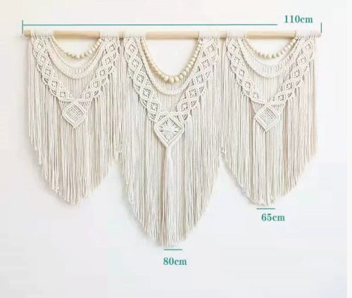 Handgeknoopte macramé wandhanger voor Japandi en Scandinavische interieurs