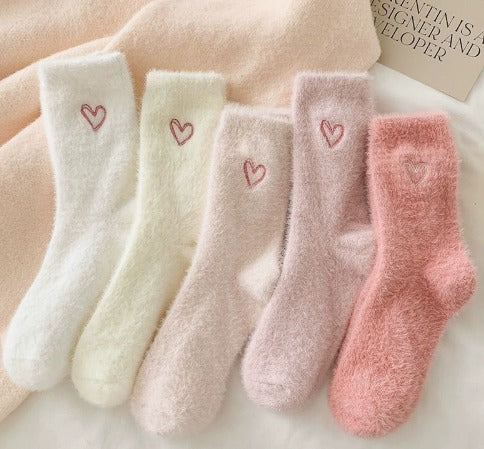Livideco | Sokken met Hart – One Size – Zachte Polyester Mix – 5 Kleuren