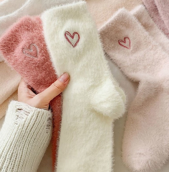 Livideco | Sokken met Hart – One Size – Zachte Polyester Mix – 5 Kleuren