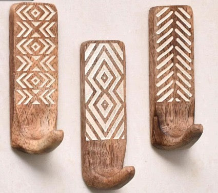 Houten wandhaken in Boho stijl voor tassen en jassen
