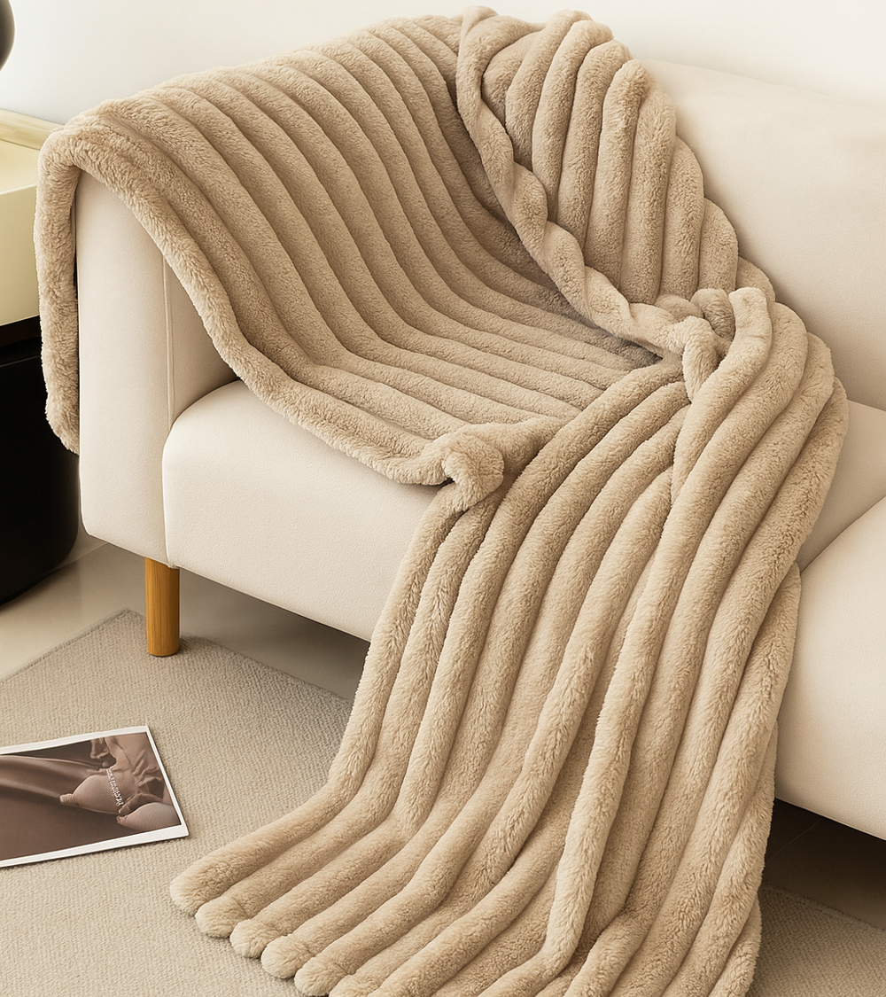 Zachte plaid met ribpatroon – 4 kleuren