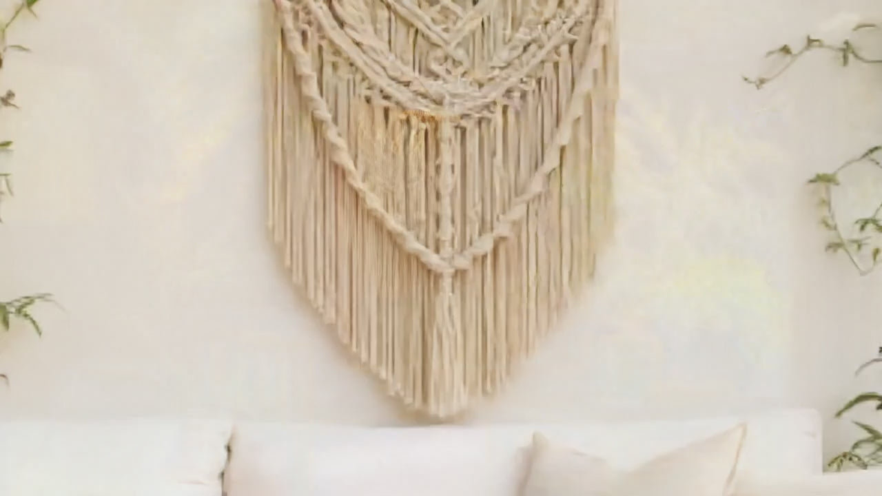 Macramé wandhanger 70 × 50 cm – boho muurdecoratie