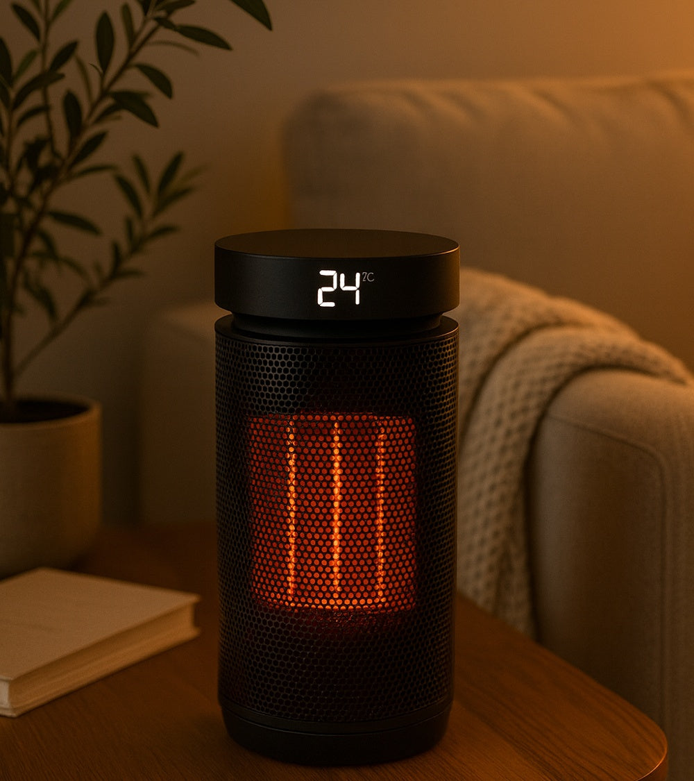 Smart heater 2000W – compacte elektrische kachel 27,3 × 14 cm met afstandsbediening